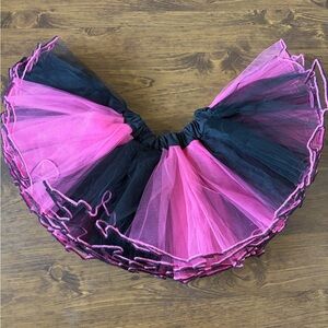 Handmade Vibrant Pink and Black Tulle Skirt